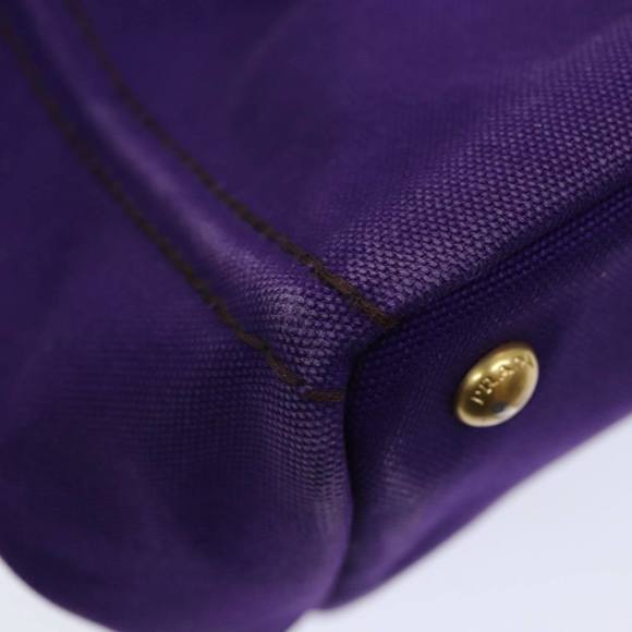 PRADA Canapa MM Hand Bag Canvas Purple Gold Auth yk14234 - Picture 12 of 16